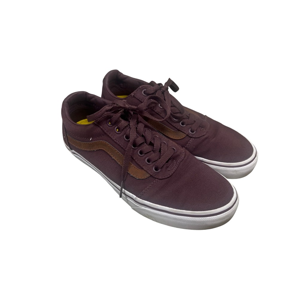 Vans Ward Low Top Sneakers Burgundy Brown Canvas Mens Size 7